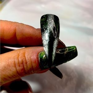 Two Face Black and Silver Custom Press On Nails